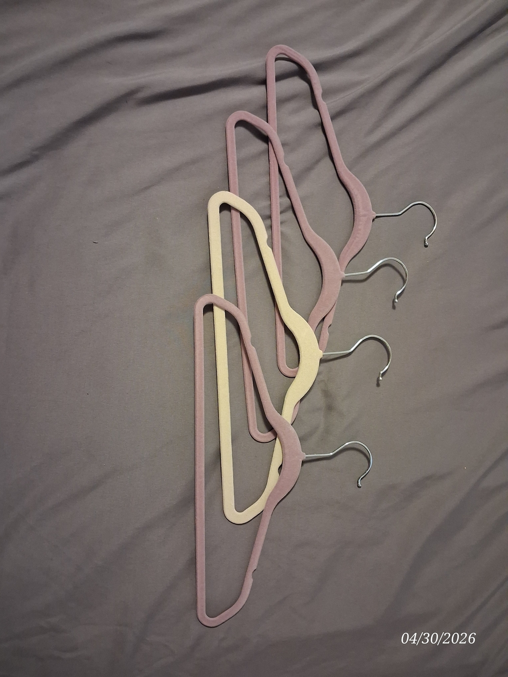 Source Unknown Pink and Cream Velvet Kids Hangers (Set of 3)